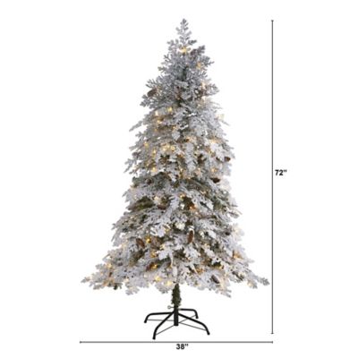 Image showing  6 ft. Flocked Montana Down Swept Spruce Artificial Christmas Tree with 250 Clear LED Lights