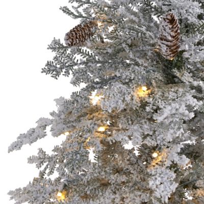 Image showing  6 ft. Flocked Montana Down Swept Spruce Artificial Christmas Tree with 250 Clear LED Lights