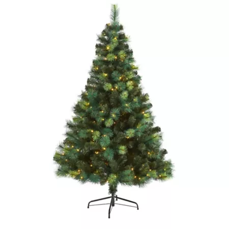 Nearly Natural 6-Foot Assorted Green Scots Pine Artificial Christmas Tree with 250 LED Lights Artificial Christmas Trees