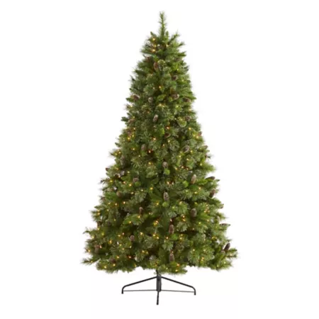 Nearly Natural 8 ft Gold Tip Washington Pine Artificial Christmas Tree 600 Clear Lights and Pine Cones 1 568 Branches Artificial Christmas Trees