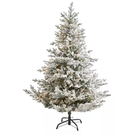 Fraser 6-Foot Flocked Nearly Natural Artificial Christmas Tree 500 Warm White Lights and 236 Bendable Branches Artificial Christmas Trees