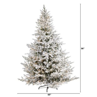 Image showing  8 ft. Flocked Fraser Fir Artificial Christmas Tree, 800 Warm White Lights and 4,892 Bendable Branches