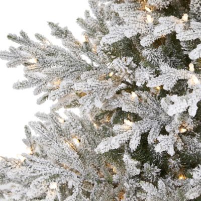 Image showing  8 ft. Flocked Fraser Fir Artificial Christmas Tree, 800 Warm White Lights and 4,892 Bendable Branches