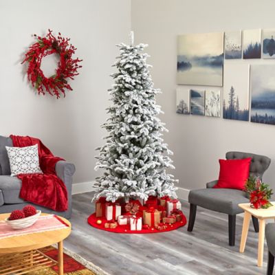 Image showing 6 th Nearly Natural 7 ft. Flocked North Carolina Fir Artificial Christmas Tree, 550 Warm White Lights, 2,090 Bendable Branches