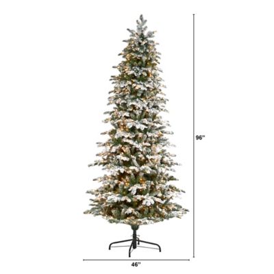 Image showing  8 ft. Flocked North Carolina Fir Artificial Christmas Tree with 650 Warm White Lights & 2593 Bendable Branches