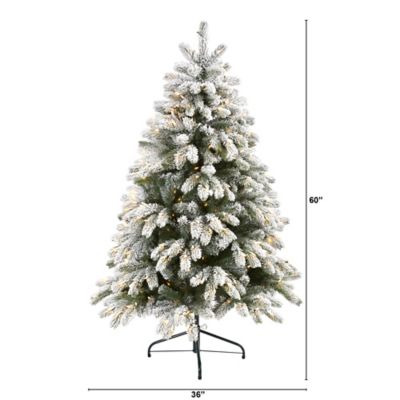 Image showing  5 ft. Flocked South Carolina Spruce Artificial Christmas Tree, 300 Clear Lights and 621 Bendable Branches