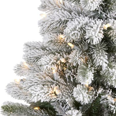 Image showing  5 ft. Flocked South Carolina Spruce Artificial Christmas Tree, 300 Clear Lights and 621 Bendable Branches