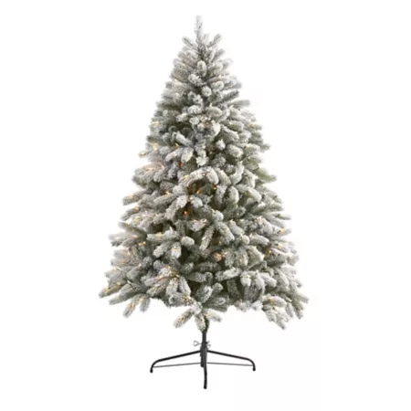 6' Nearly Natural Flocked South Carolina Spruce Artificial Christmas Tree with 450 Clear Lights and 925 Bendable Branches Artificial Christmas Trees