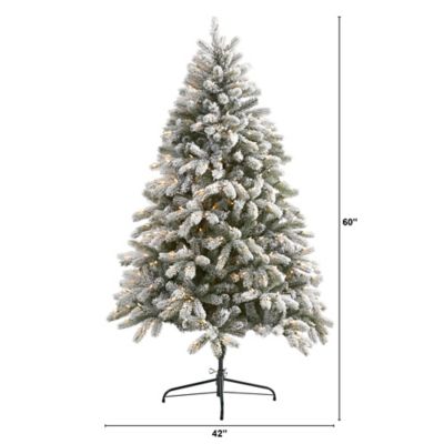 Image showing  6 ft. Flocked South Carolina Spruce Artificial Christmas Tree with 450 Clear Lights & 925 Bendable Branches