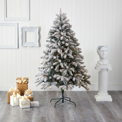 Image showing  6 ft. Flocked South Carolina Spruce Artificial Christmas Tree with 450 Clear Lights & 925 Bendable Branches