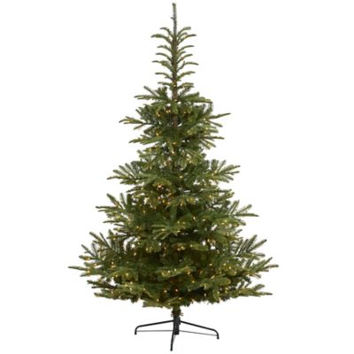 Nearly Natural 8 ft. Layered Washington Spruce Artificial Christmas Tree, 550 Clear LED Lights and 1,325 Bendable Branches