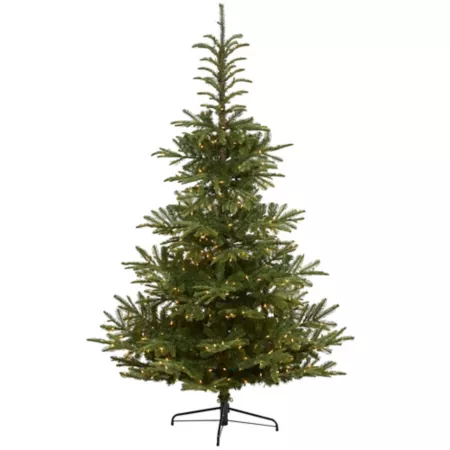 8 ft Nearly Natural Layered Washington Spruce Artificial Christmas Tree 550 Clear LED Lights and 1 325 Bendable Branches Artificial Christmas Trees