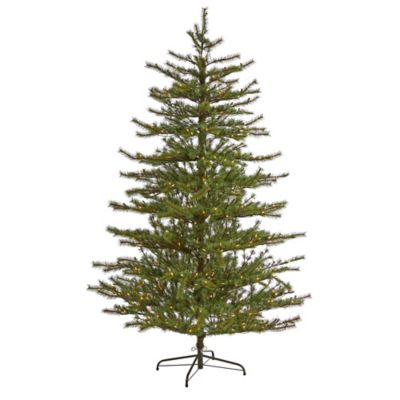 Nearly Natural 7 ft. Vancouver Mountain Pine Artificial Christmas Tree, 450 Clear Lights and 1,762 Bendable Branches