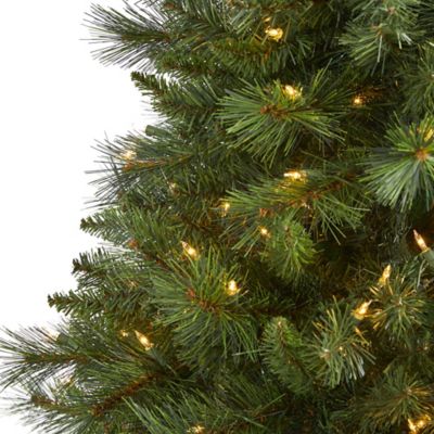Image showing  6 ft. Slim West Virginia Mountain Pine Artificial Christmas Tree, 300 Clear Lights and 629 Bendable Branches