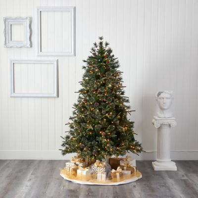 Image showing  6 ft. Snow Tipped Clermont Mixed Pine Artificial Christmas Tree with Pine Cones, 250 Clear LED Lights
