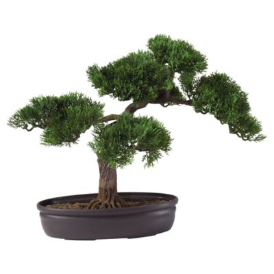 Nearly Natural 16 in. Silk Cedar Bonsai Plant