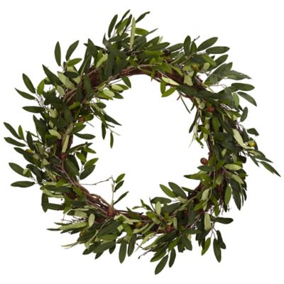 Nearly Natural 20 in. Artificial Olive Wreath