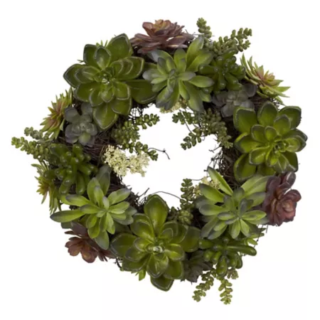 20" Almost Natural Succulent Wreath Artificial Plants & Flowers