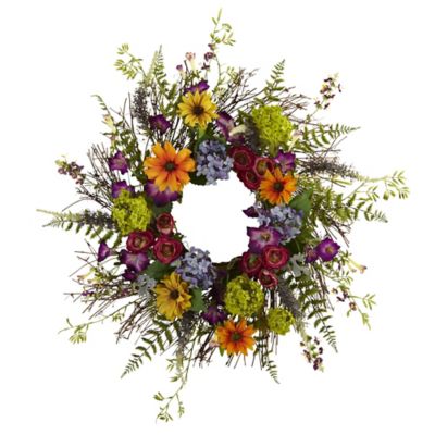 Image showing  24 in. Artificial Spring Garden Wreath with Twig Base