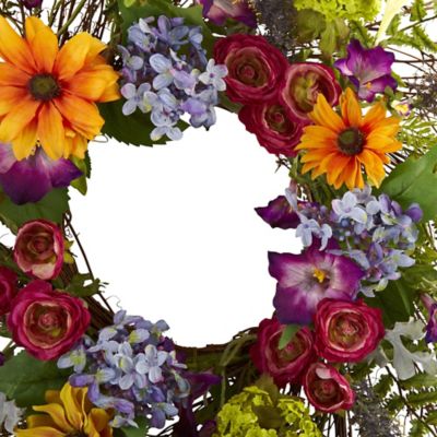 Image showing  24 in. Artificial Spring Garden Wreath with Twig Base
