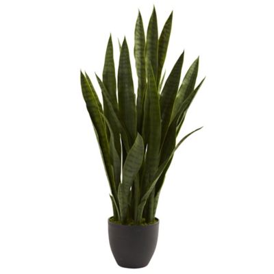 Nearly Natural 35 in. Artificial Sansevieria Plant in Black Planter