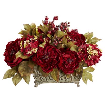 Nearly Natural Peony and Hydrangea Silk Flower Arrangement, 4929