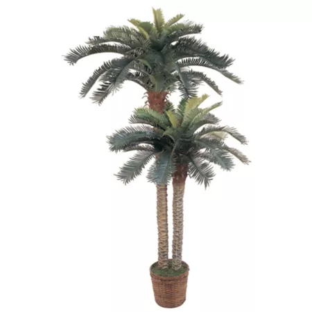 6 ft Almost Natural Double Sago Silk Tree in Pot Artificial Plants & Flowers