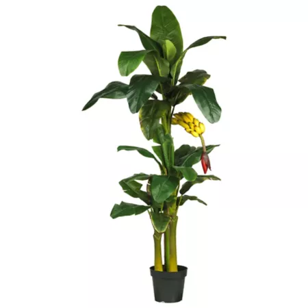 6 ft Nearly Natural Triple Stem Silk Banana Tree Artificial Plants & Flowers