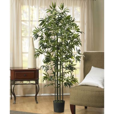 Image showing  6 ft. Silk Bamboo Tree with Green Trunks
