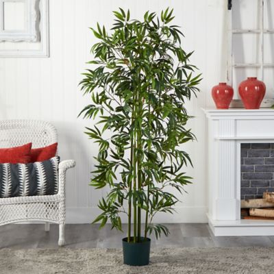 Image showing  6 ft. Silk Bamboo Tree with Green Trunks