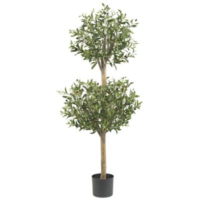 Nearly Natural 5 ft. Olive Double Topiary Silk Tree