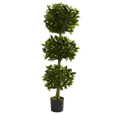 Nearly Natural 5 ft. Triple Bay Leaf Topiary, UV Resistant, Indoor/Outdoor