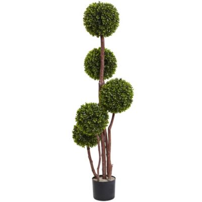 Nearly Natural 4 ft. Artificial Indoor/Outdoor UV-Resistant Boxwood Topiary Tree