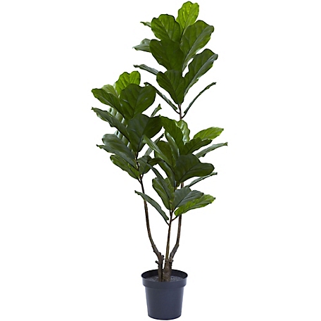 Nearly Natural 65 in. Fiddle Leaf Tree, UV Resistant, Indoor/Outdoor