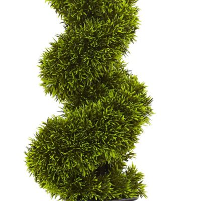 Image showing  3 ft. Artificial Grass Spiral Topiary in Deco Planter