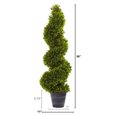 Image showing  3 ft. Artificial Grass Spiral Topiary in Deco Planter