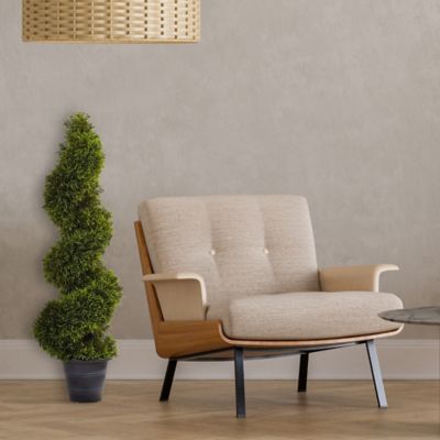 Image showing  3 ft. Artificial Grass Spiral Topiary in Deco Planter