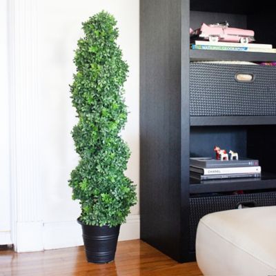 Image showing  4 ft. Artificial Indoor/Outdoor Boxwood Spiral Topiary in Planter