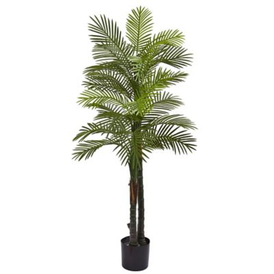 Nearly Natural 6 ft. Double Robellini Palm Tree, UV Resistant, Indoor/Outdoor