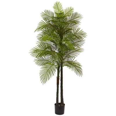 Nearly Natural 7 ft. Double Robellini Palm Tree, UV Resistant, Indoor/Outdoor