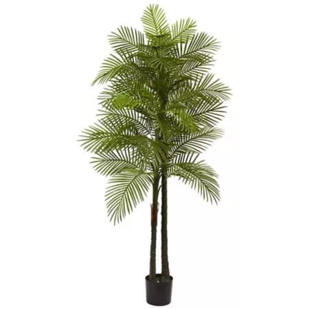 7 ft Nearly Natural Double Robellini Palm UV Resistant Indoor/Outdoor Artificial Plants & Flowers