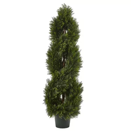 Nearly Natural 48 in Double Pond Cypress Spiral Topiary UV Resistant 1 036 Leaves Indoor/Outdoor Artificial Plants & Flowers