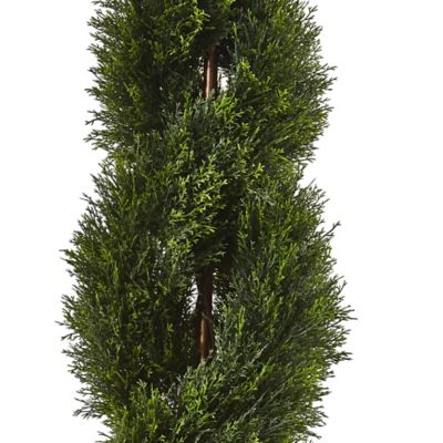 Image showing  48 in. Double Pond Cypress Spiral Topiary, UV Resistant, 1,036 Leaves, Indoor/Outdoor