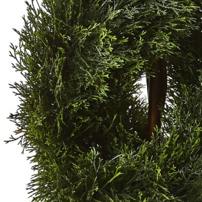 Image showing  48 in. Double Pond Cypress Spiral Topiary, UV Resistant, 1,036 Leaves, Indoor/Outdoor