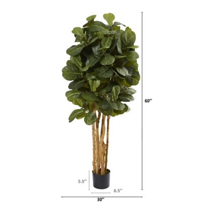 Image showing  5 ft. Fiddle Leaf Fig Artificial Tree, 30 in. W