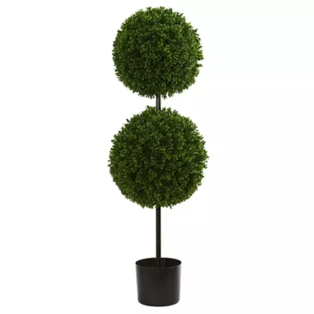 Nearly Natural 4 ft Boxwood Double Ball Artificial Topiary Tree UV Resistant Indoor/Outdoor Artificial Plants & Flowers