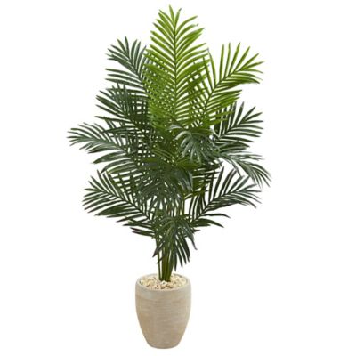Nearly Natural 6 ft. Paradise Artificial Palm Tree in Sand Colored Planter