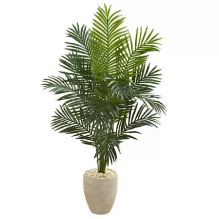 Nearly Natural 6 ft Paradise Artificial Palm Tree in Sand Color Planter Artificial Plants & Flowers