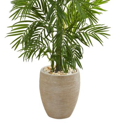 Image showing  5 ft. Areca Palm Artificial Tree in Sand Colored Planter