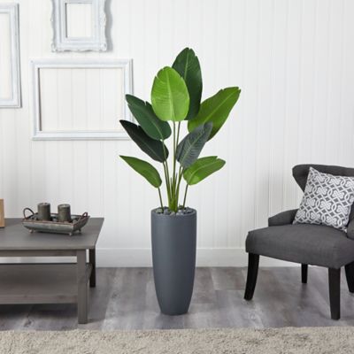 Image showing  6 ft. Travelers Palm Artificial Tree in Gray Planter